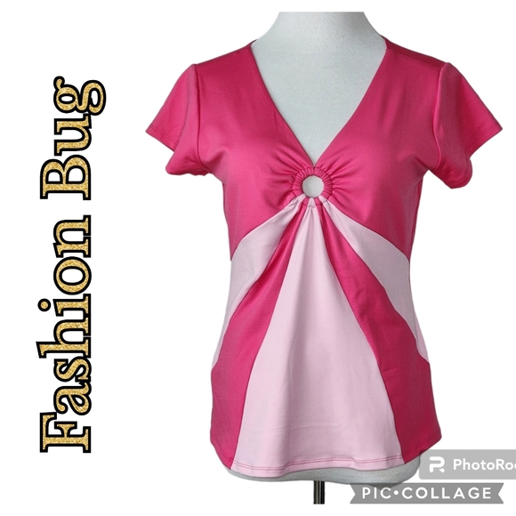 TOP FASHION BUG Pinks SS Gathered Center Ring NWT's Size Lrg - Picture 1 of 8